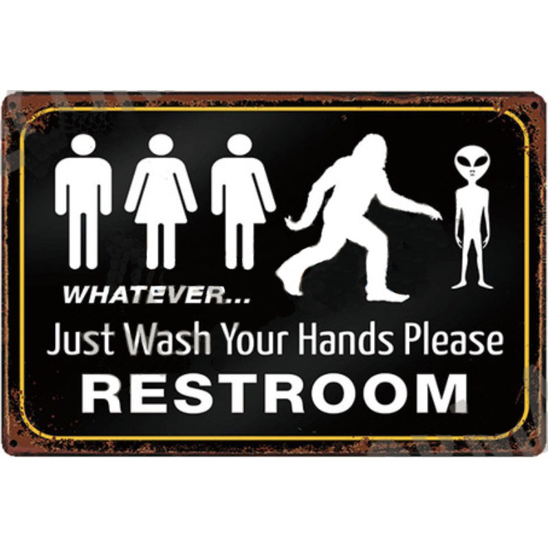 A2025 メタル看板 ブリキ看板 金属製 プレート ヴィンテージ風 サイン ピクト 店舗 おもしろ 案内 みんなのトイレ 【3408】拍卖