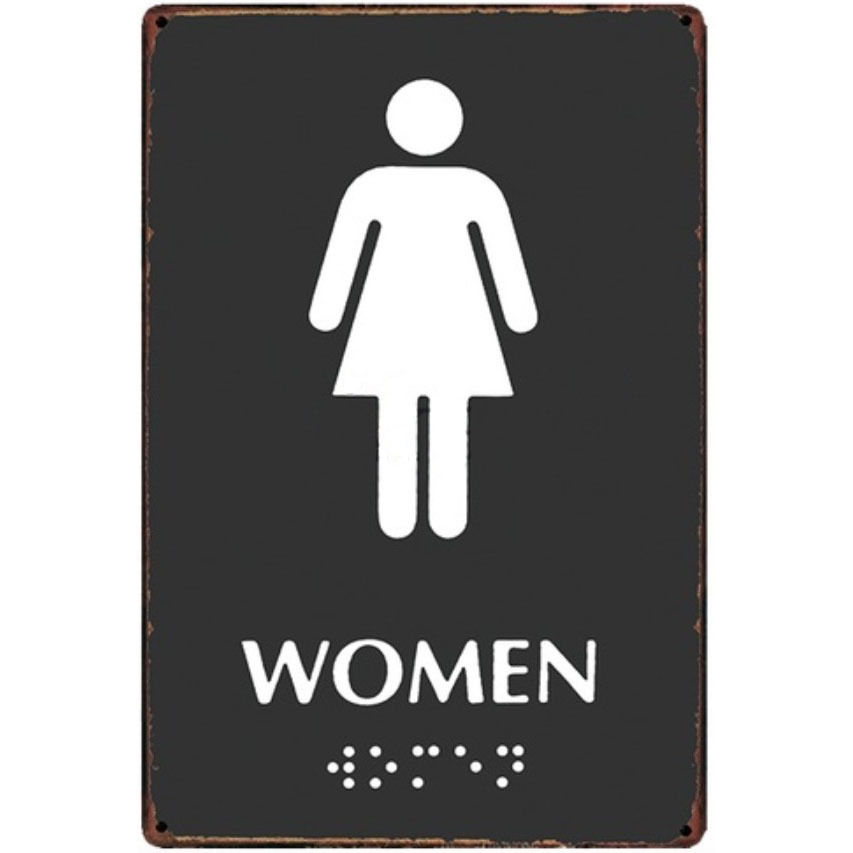 A2018 メタル看板 ブリキ看板 金属製 プレート ヴィンテージ風 サイン ピクト 店舗 おしゃれ おもしろ 案内 トイレ 女 9673拍卖