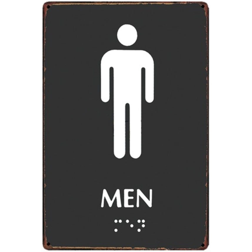 A2017 メタル看板 ブリキ看板 金属製 プレート ヴィンテージ風 サイン ピクト 店舗 おしゃれ おもしろ 案内 トイレ 男 9671拍卖