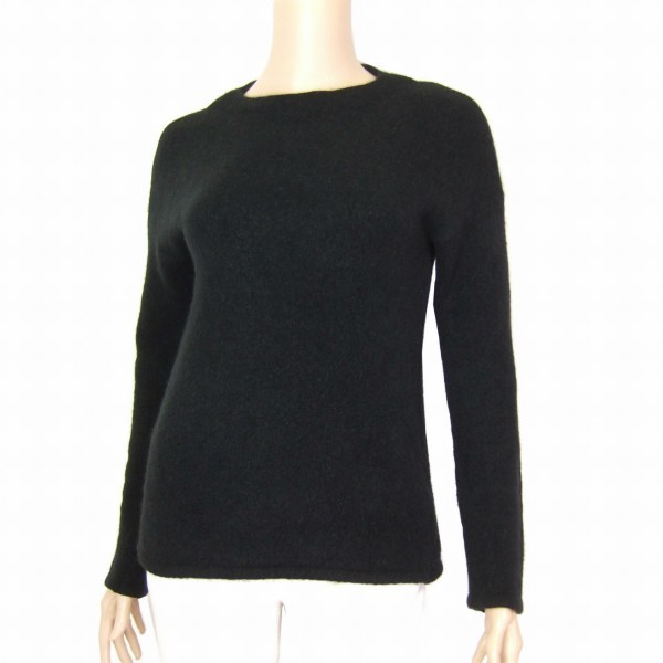 美品/セオリーリュクス theory luxe ふっくら暖かニット 表記38号(9号/M相当) 黒/ブラック シンプル 毛ウール混 秋冬 トップス レディース拍卖