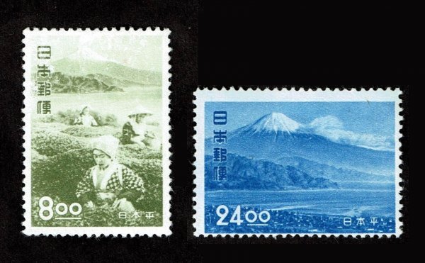 N850■【糊落ち】1951年 観光地百選切手 日本平 2種(8円、24円)■未使用・良好拍卖