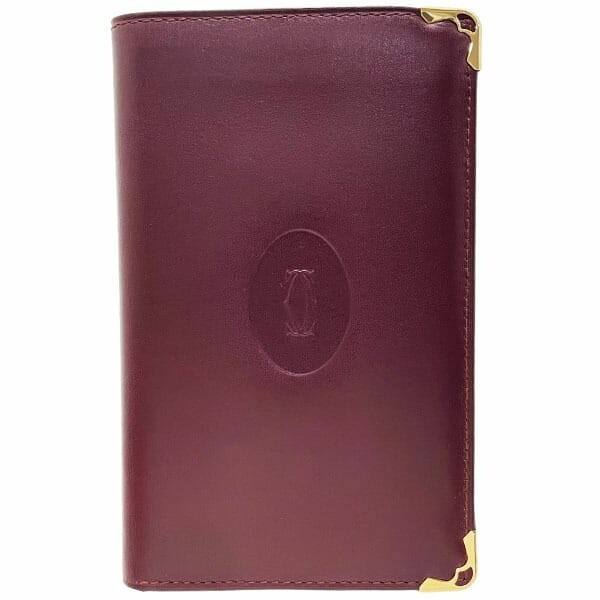 14760 カルティエ 札入れ マスト 二つ折り札入れ レザー 革 ボルドー Cartier 2C 財布 二つ折り財布拍卖