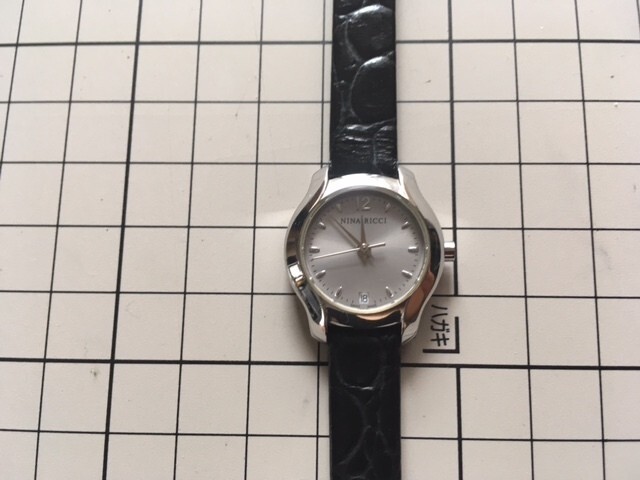 良品 レア NINA RICCI ニナリッチ SWISS MADE デイト N016.12 シルバー文字盤 クオーツ レディース 腕時計拍卖