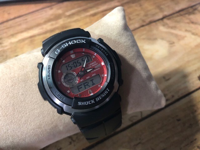 AK335 良品 希少 レア CASIO カシオ G-SHOCK G-300 アナデジ 2007 レッド系ダイアル×ブラック 純正ベルト メンズ 腕時計拍卖
