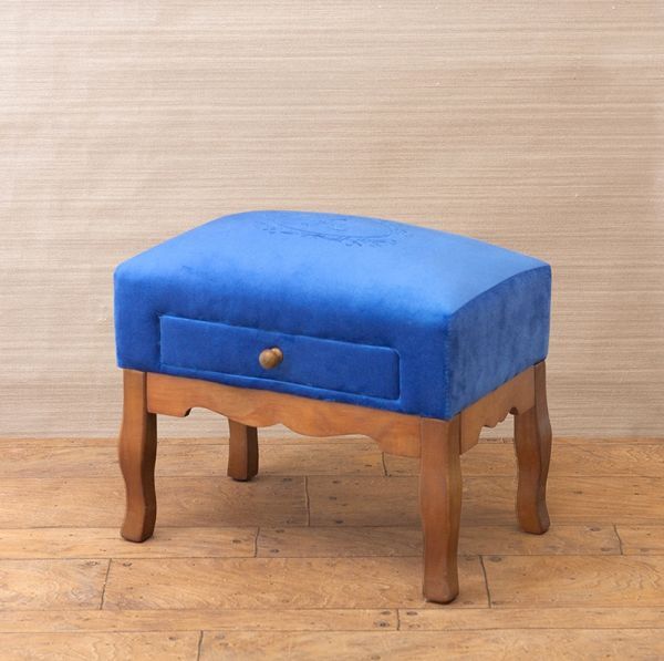ドロワースツール マーヴェラス スツール イス ベルベット アルファベット文字 A 引き出し 家具 腰掛 インテリア ロイヤルブルー おしゃれ拍卖