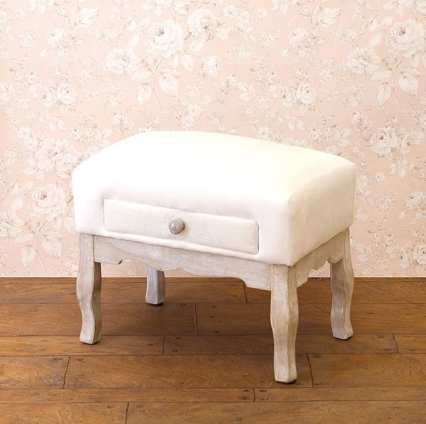 ドロワースツール マーヴェラス スツール イス ベルベット アルファベット文字 E 引き出し付き 家具 腰掛 インテリア ホワイト おしゃれ拍卖