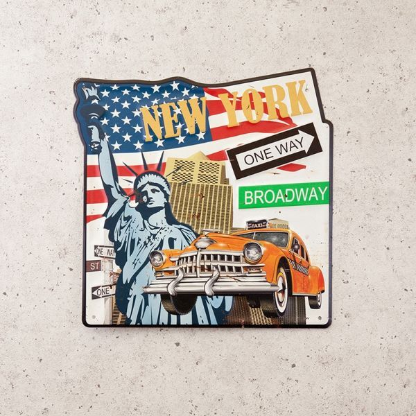 アンティークエンボスプレート NEW YORK ONE WAY アメリカン雑貨 店舗 壁掛 インテリア 飾り オブジェ かわいい おしゃれ拍卖