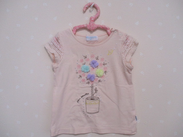 Ω ポンポネット Ω★90㎝★ 可愛いフリル袖Tシャツ ピンク 0321拍卖