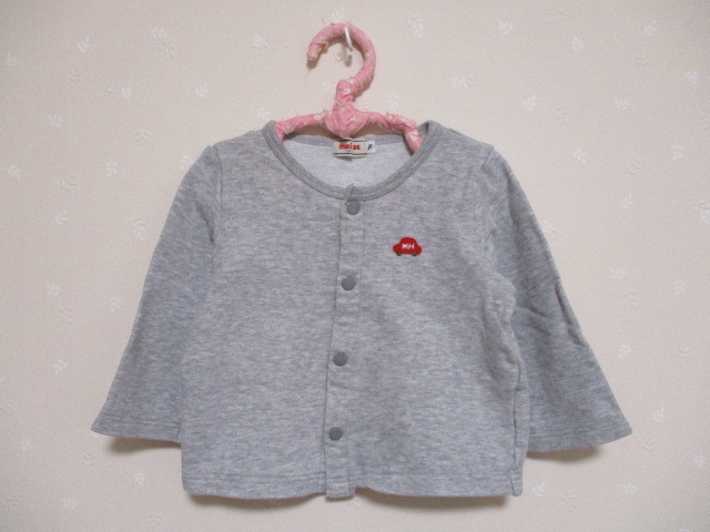 Ω ミキハウス Ω 可愛いスエットカーディガン グレー 0328拍卖