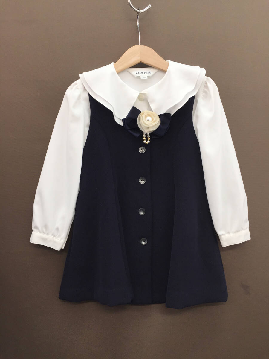 c*。o♪美品【CHOPINショパン】子供用 発表会・卒業式等 フォーマルブラウス&ロングベスト*100A拍卖