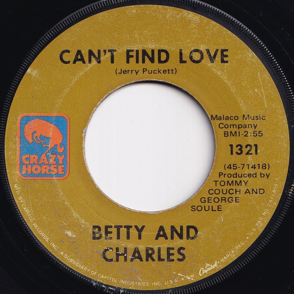 Betty And Charles Can't Find Love / Somebody's Foolin' Crazy Horse US 1321 210395 SOUL ソウル レコード 7インチ 45拍卖