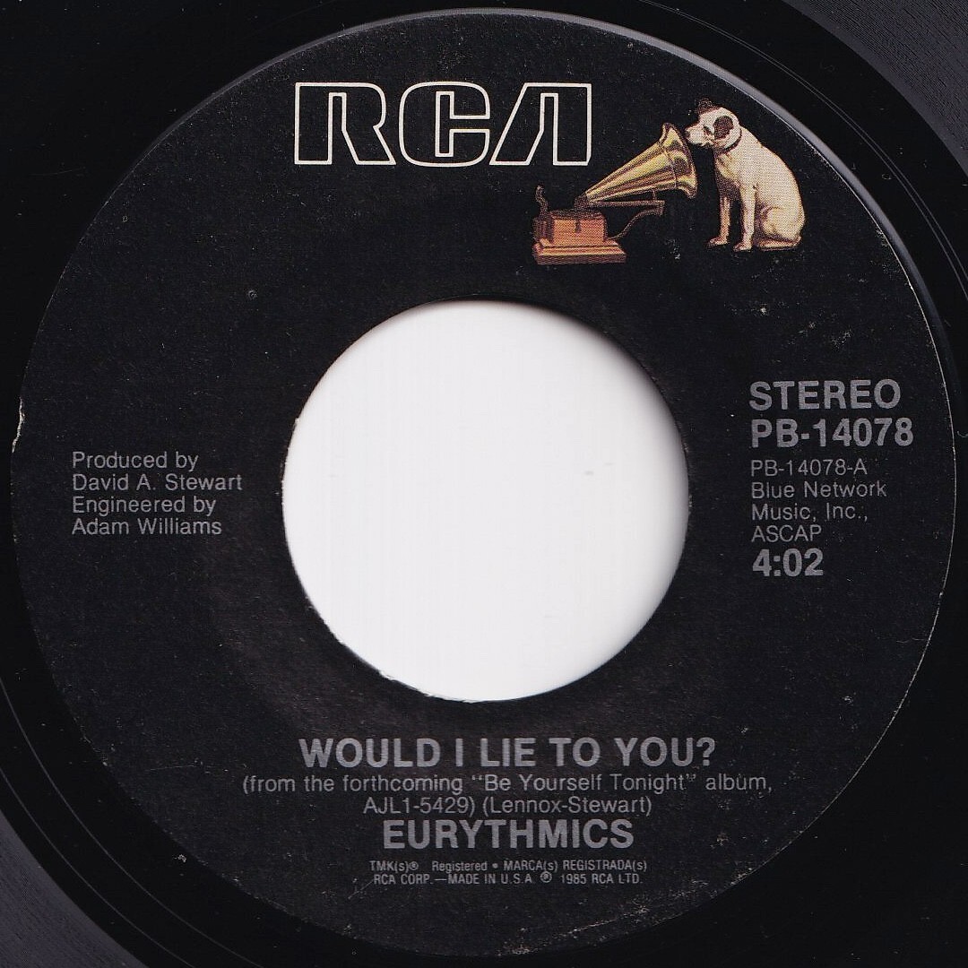 Eurythmics Would I Lie To You? / Here Comes That Sinking Feeling RCA US PB-14078 210059 ロック ポップ レコード 7インチ 45拍卖