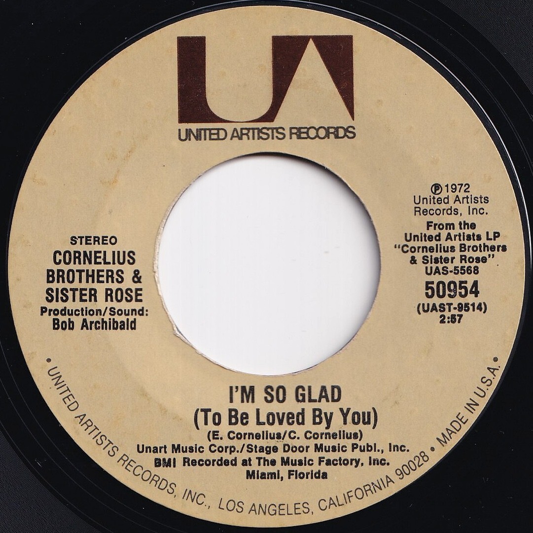 Cornelius Brothers & Sister Rose I'm So Glad / Don't Ever Be Lonely United Artists US 50954 210326 SOUL ソウル レコード 7インチ 45拍卖