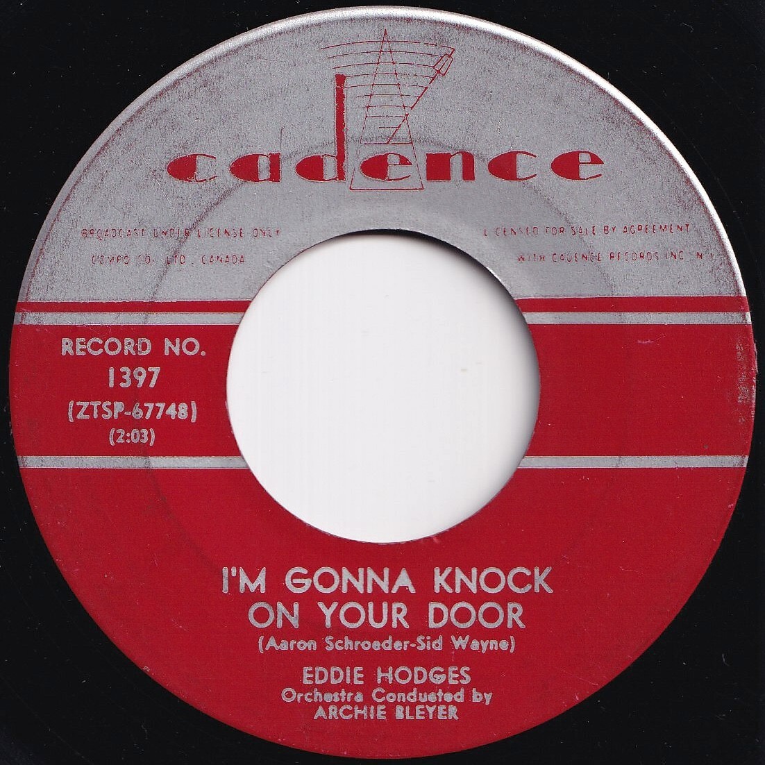 Eddie Hodges I'm Gonna Knock On Your Door Cadence Canada 1397 210089 R&B R&R レコード 7インチ 45拍卖