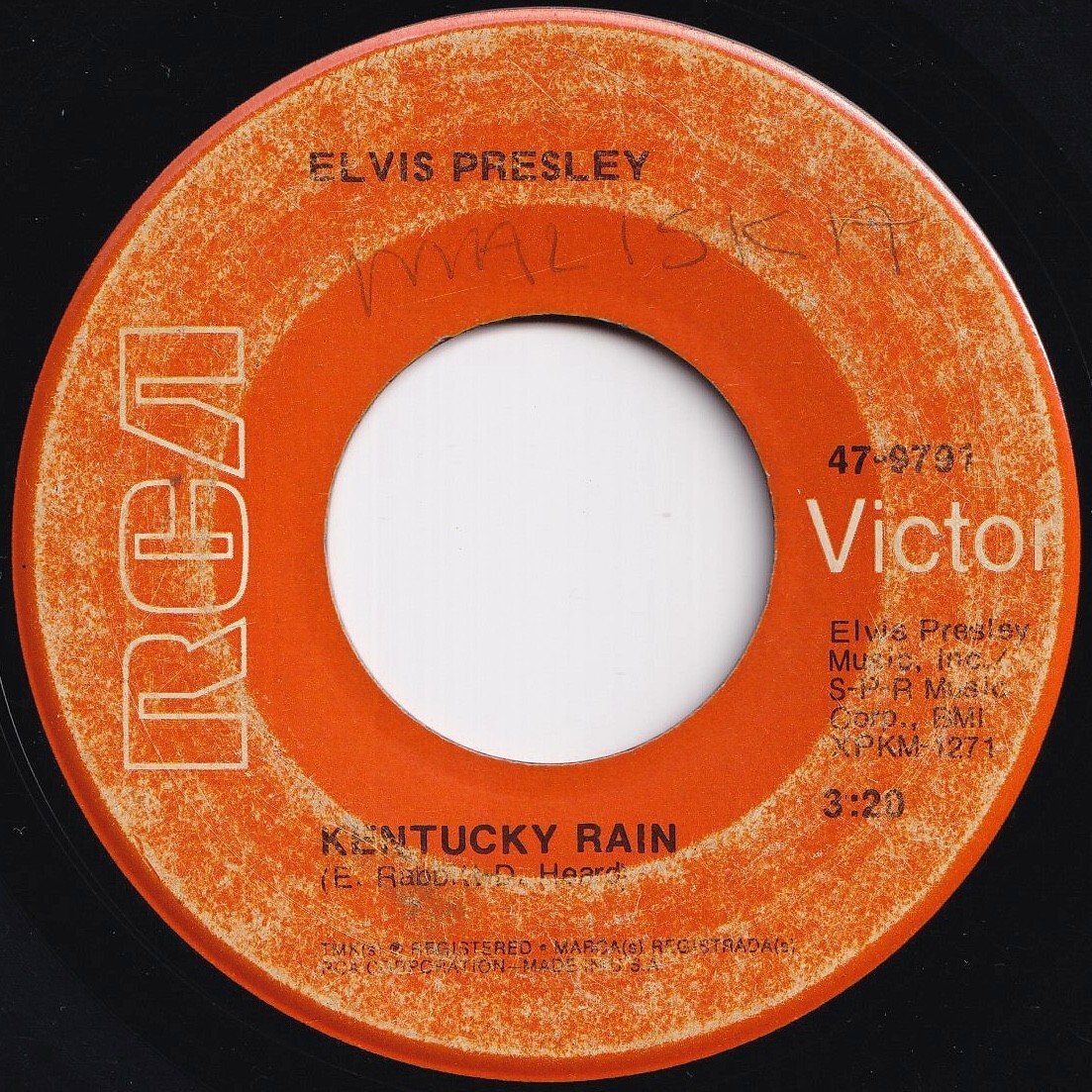 Elvis Presley Kentucky Rain / My Little Friend RCA Victor US 47-9791 209984 R&B R&R レコード 7インチ 45拍卖