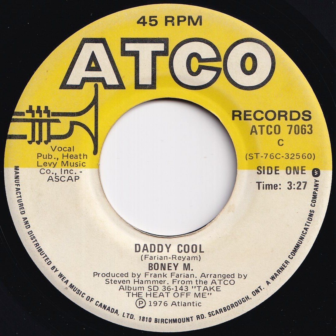 Boney M. Daddy Cool / Lovin' Or Leavin' ATCO Canada 7063 210084 SOUL DISCO ソウル ディスコ レコード 7インチ 45拍卖