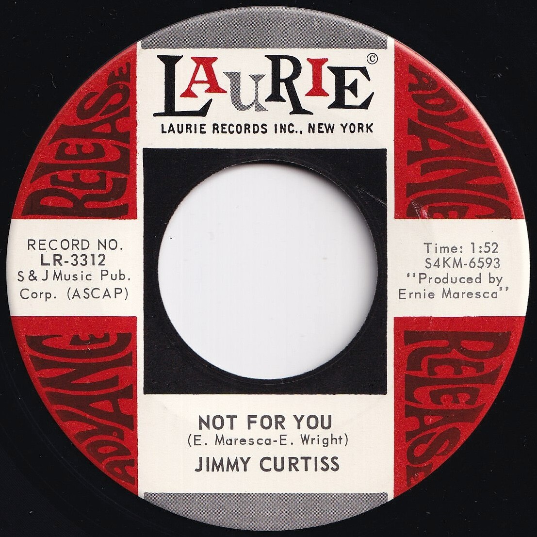 Jimmy Curtiss Not For You / You're What's Happening Baby Laurie US LR-3312 209951 ROCK POP ロック ポップ レコード 7インチ 45拍卖