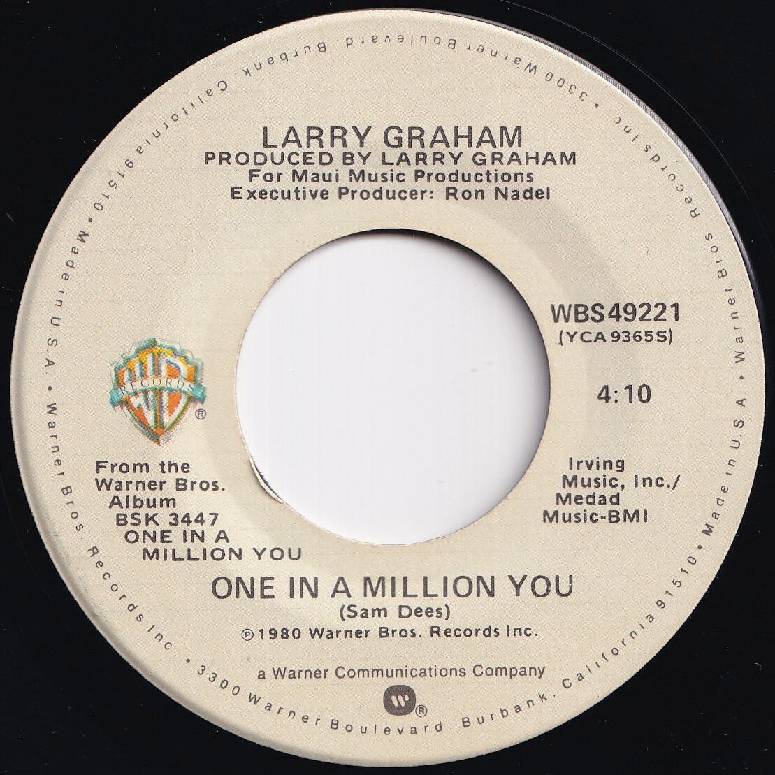 Larry Graham One In A Million You / The Entertainer Warner Bros. US WBS49221 210192 SOUL ソウル レコード 7インチ 45拍卖