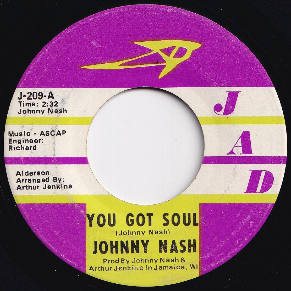 Johnny Nash You Got Soul / Don't Cry JAD US J-209 210277 REGGAE レゲエ レコード 7インチ 45拍卖