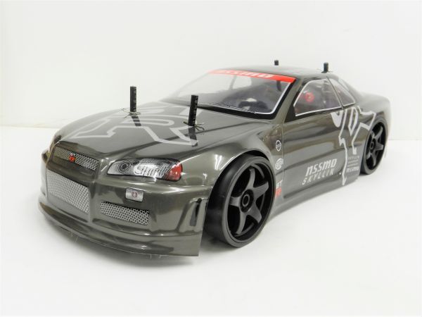 ☆ターボ機能・スペアボディー付☆ 2.4GHz 1/10 ドリフトラジコンカー ニッサン R32 GTR タイプ ガンメタ【塗装済み完成品・フルセット】拍卖