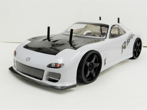 ☆ターボ機能・スペアボディー付☆ 2.4GHz 1/10 ドリフトラジコンカー マツダ RX-7 FD3S タイプ 白黒【塗装済み完成品・フルセット】拍卖