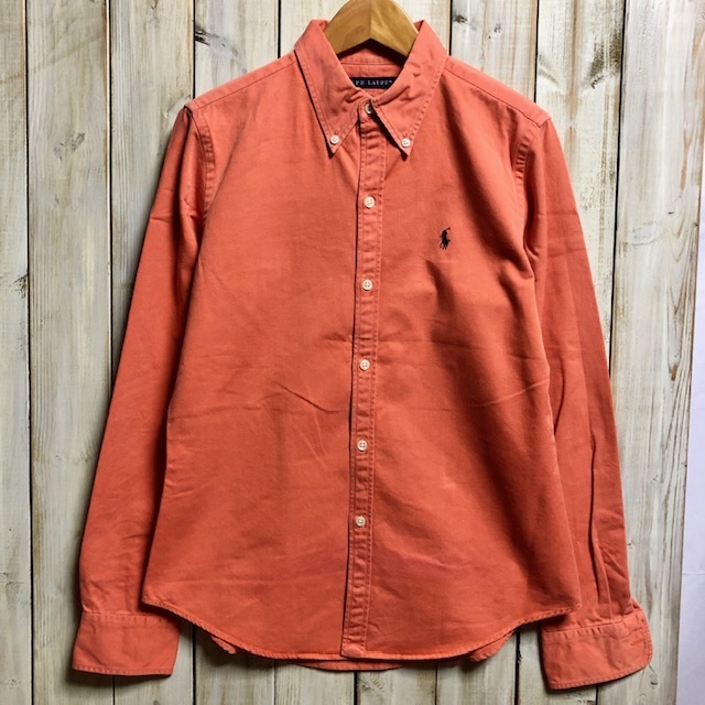 90's~ Ralph Laurenラルフローレン コットンチノBDシャツ 9 オレンジ オールドラルフローレン ③拍卖