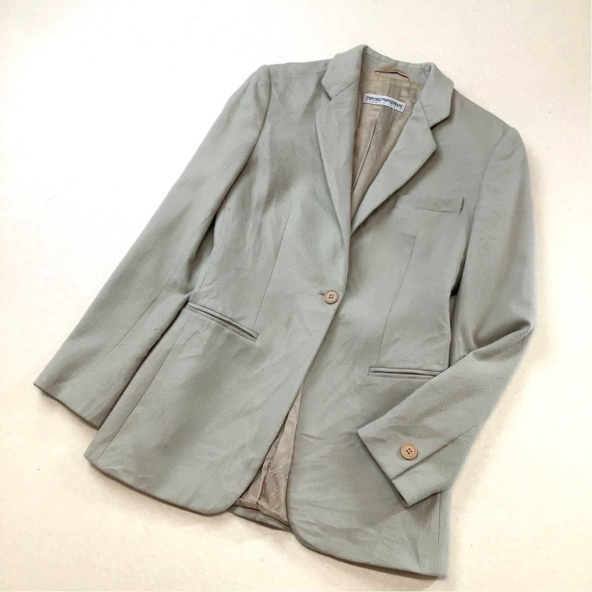 【高級カシミア混】イタリア製 EMPORIO ARMANI エンポリオアルマーニ カシミヤ混 テーラードジャケット レディース 36 S グレージュ拍卖