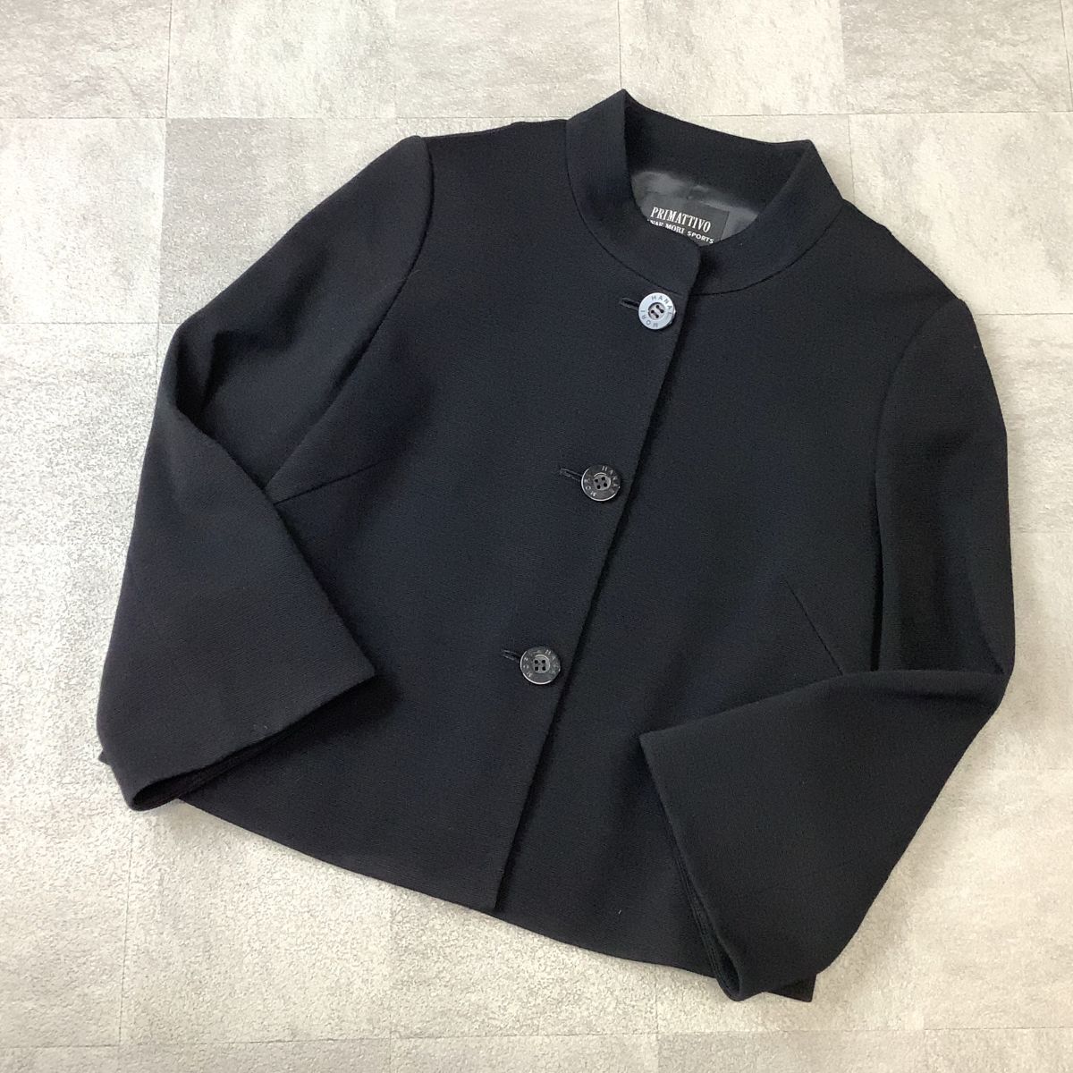 美品 HANAE MORI SPORT スタンドカラー ショート丈 ジャケット レディース 38 M ブラック拍卖