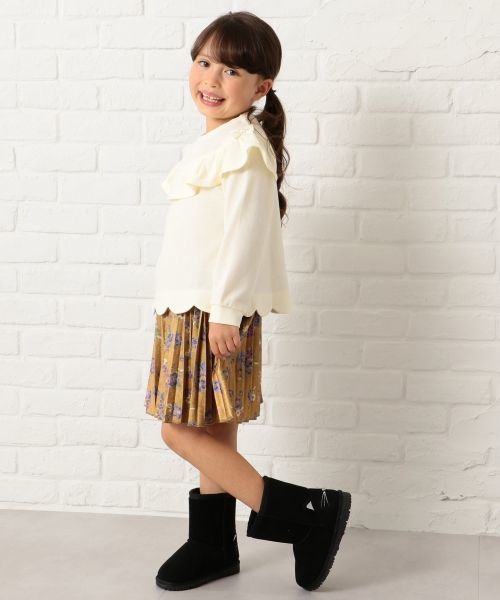 新品¥3949 組曲 anyFAM 140cm スカート風 ショートパンツ スカパン キュロットスカート 子供用 女の子 キュロットパンツ 黄色 カーキ 花柄拍卖