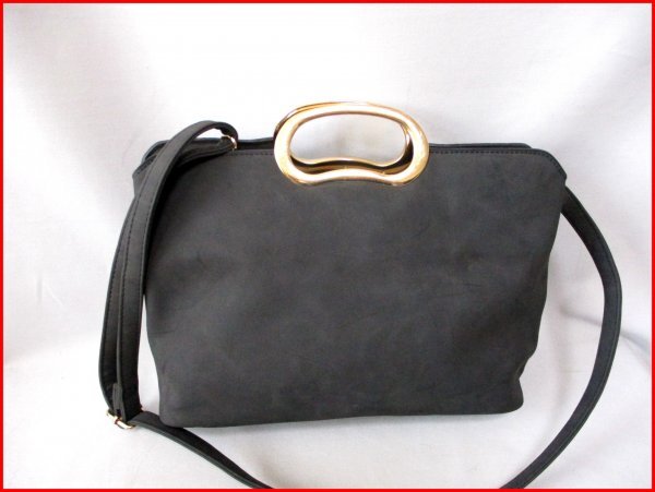 2way ハンドバッグ◇マットブラック 斜め掛け W31cm拍卖