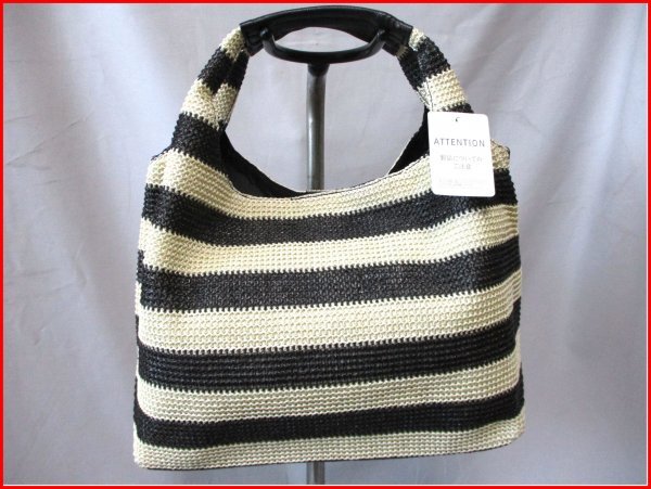 index/インデックス◇紐編み風ハンドバッグ IV×BK 未使用 タグ付 ワールド W41cm拍卖