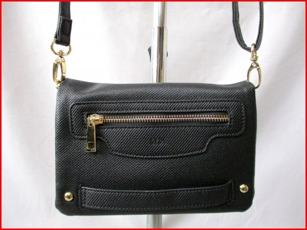 GYDA/ジェイダ◇2way ミニバッグ フラップ付 ショルダー・クラッチ BK 斜め掛け W20.5cm拍卖