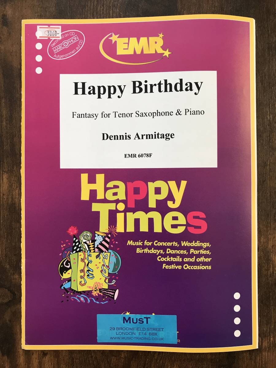 テナーサクソフォン楽譜/ハッピー・バースデイ/試聴可/送料無料/テナーサックス&ピアノ拍卖