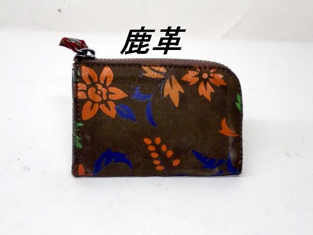 限定一点品 送料無料 291-1ペンティング鹿革のL字型ファスナー式コイン入れ拍卖