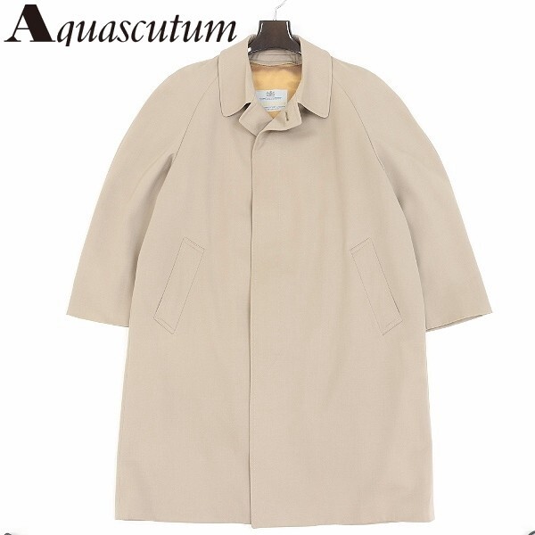 ◆Aquascutum アクアスキュータム Pure Worsted ライナー付 ステンカラー コート ベージュ SHORT 38拍卖