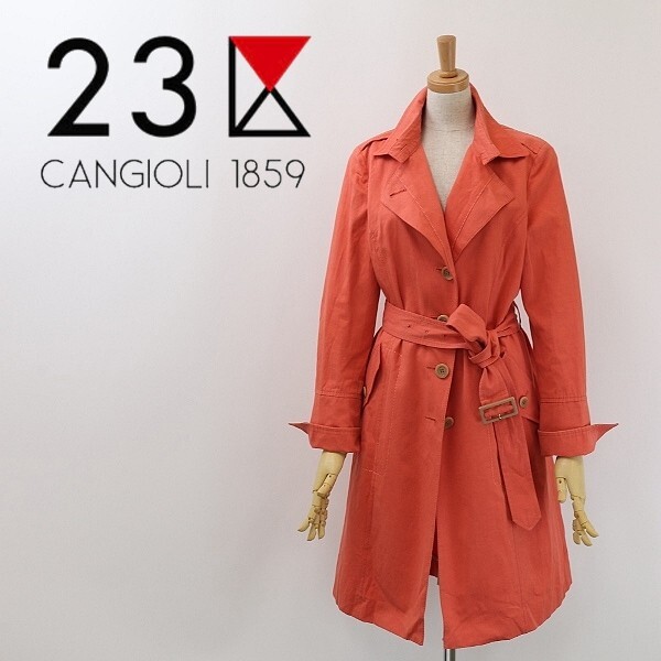 ◆23区×Lanificio Cangioli 1859 リネン混 コットン ベルテッド スプリング コート 38拍卖