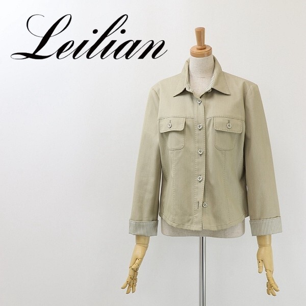 ◆Leilian レリアン ストレッチ コットン シャツ ジャケット 9拍卖