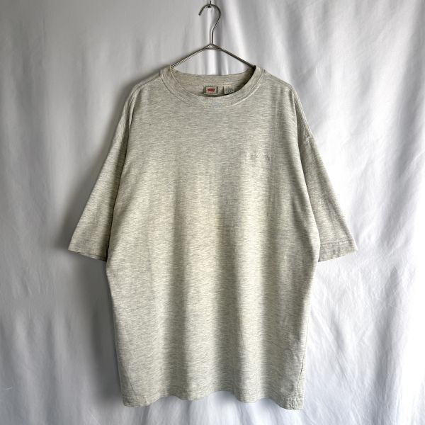 90s Levi's Tシャツ L ビッグサイズ 5分袖 ワイド グレー 無地 ブランク リーバイス ビンテージ拍卖