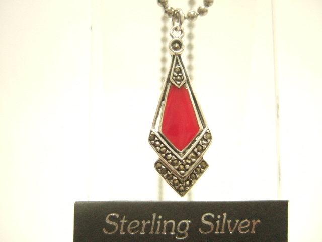 横浜最新 SILVER925銀ペンダント赤メノウ風♪マーカサイト 3g前後 送料220円ξgtξ ξ38as拍卖