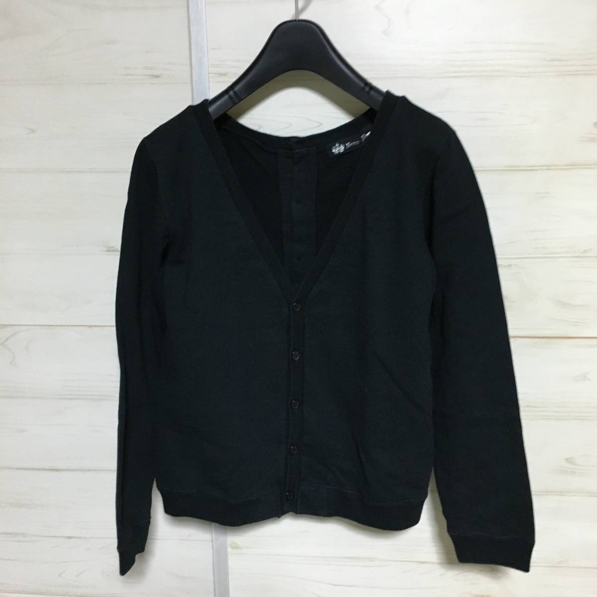 BEAMS BOY ビームスボーイ 前後 ボタン スウェット 生地 カーディガン 黒 管理C232拍卖