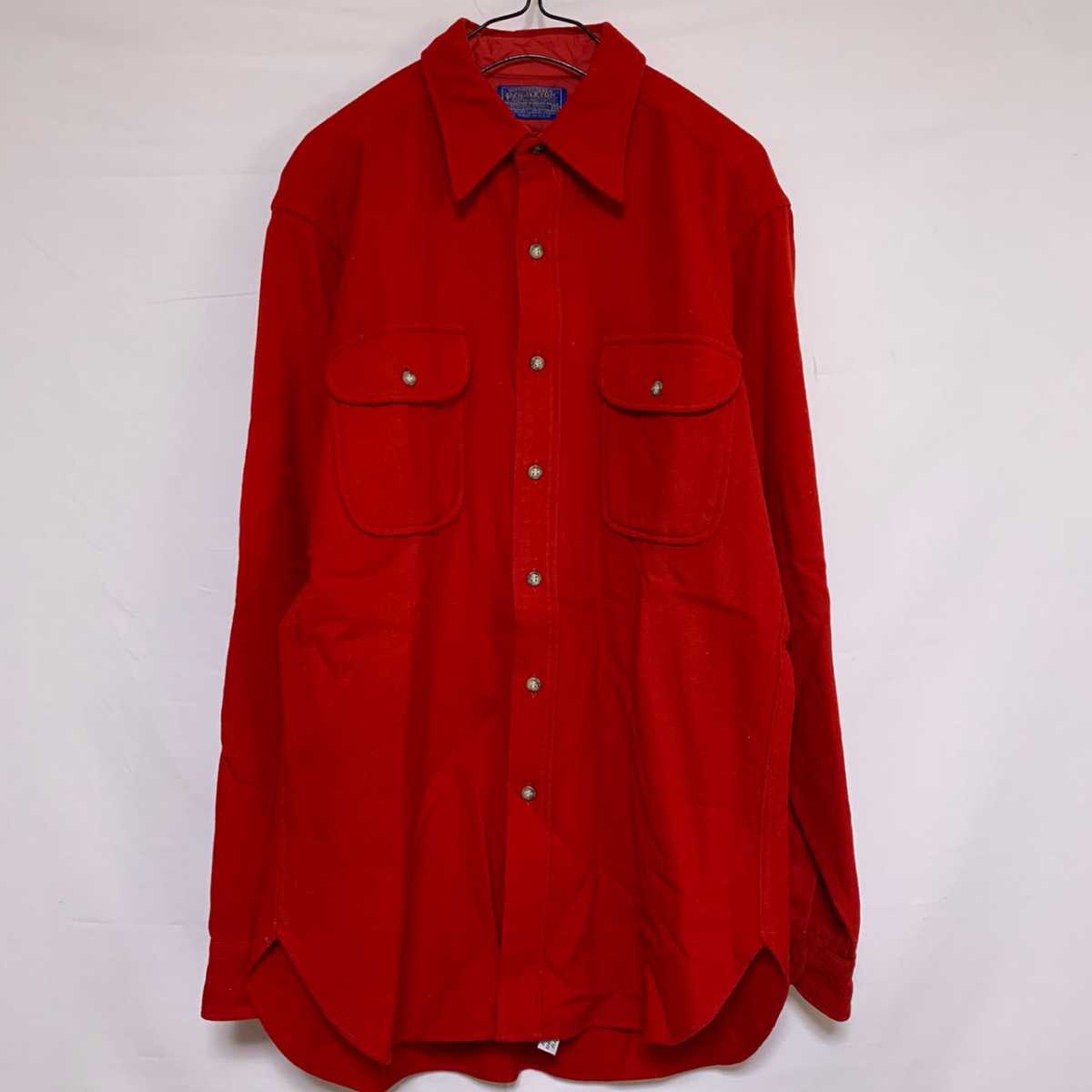 USA製 PENDLTON ペンドルトン ネルシャツ 長袖 ウール 赤 レッド拍卖