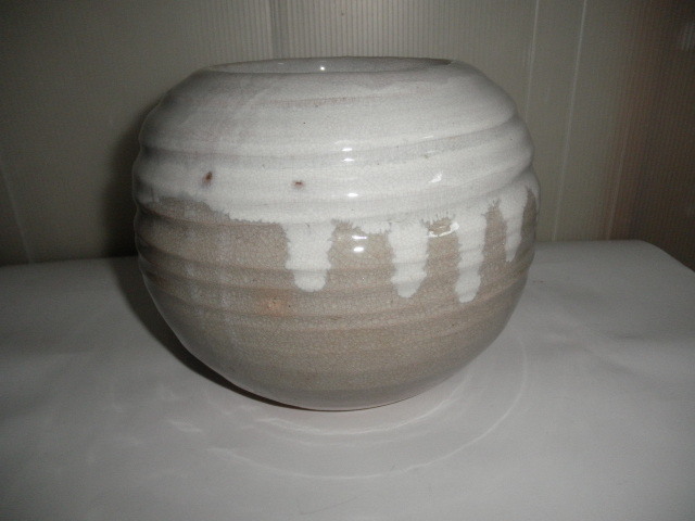 @@@山口県の焼きもの 萩焼 花器 壷 つぼ 茶道具 茶陶 大和松緑 味のイッピンもの アンティーク コレクション  工芸品 陶芸拍卖