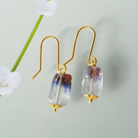 デュモルチェライトイン 水晶 ピアス拍卖