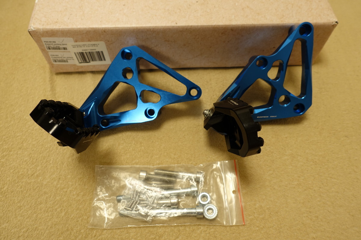 絶版★EVOTECH X-ADV (CRF1000L Africa Twin?) オフロードフットペグ バックステップ ブルー エボテックアフリカツイン2拍卖