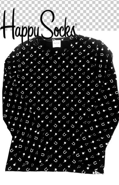新品 happy soxs ハッピーソックス ロングスリーブTシャツ 黒 ラッキーチャーム柄 L拍卖