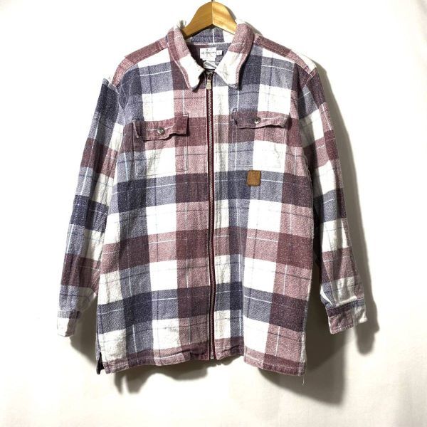 ■ビンテージ CK Calvin Klein Jeans カルバンクライン ジーンズ チェック柄 ヘビーネル ジップアップ 長袖シャツ 古着 アメカジ サイズL■拍卖