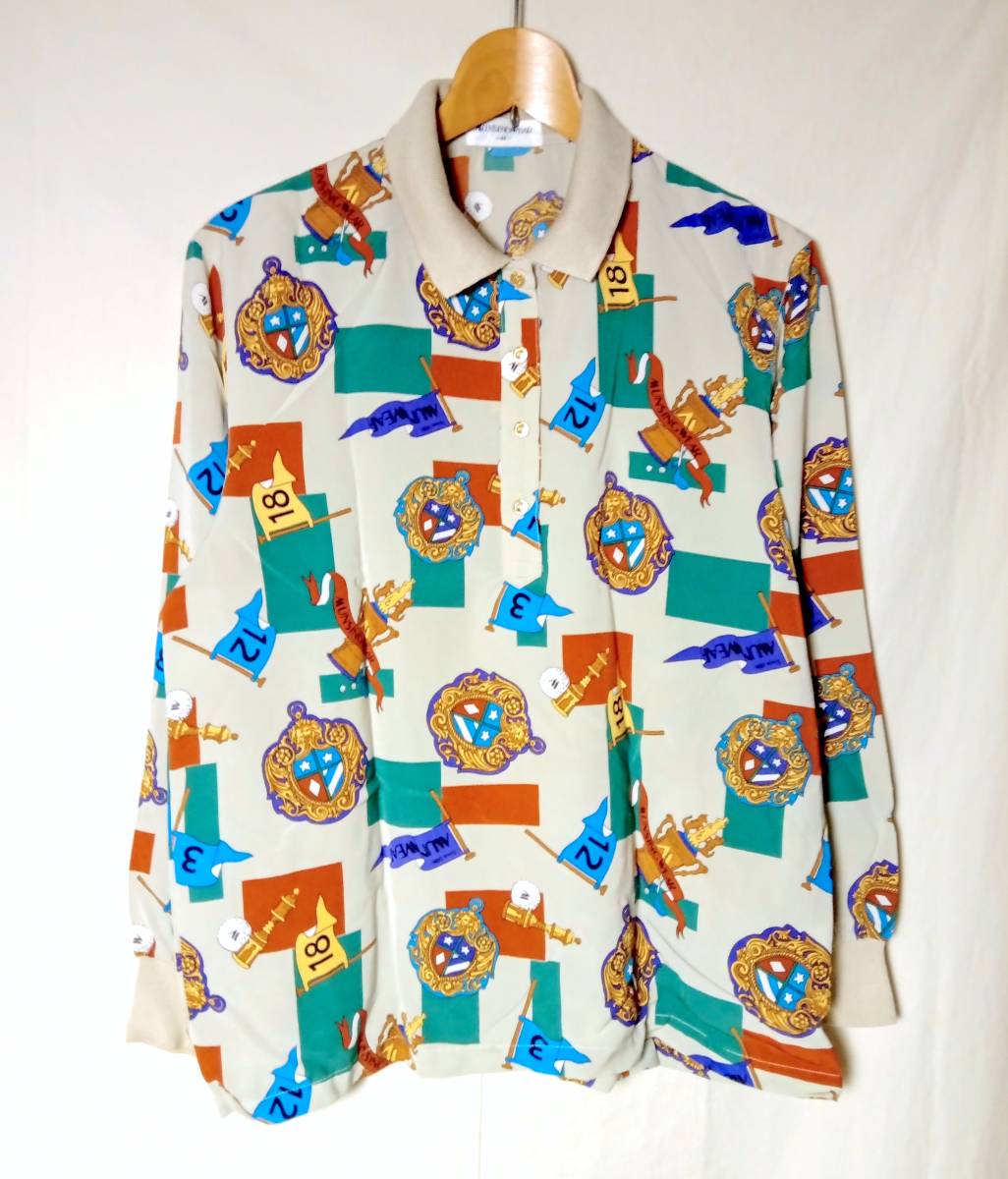 ほぼ新品 マンシングウェア プリントポロシャツ 80s〜90s ヴィンテージ MUNSINGWEAR M ポロシャツ拍卖