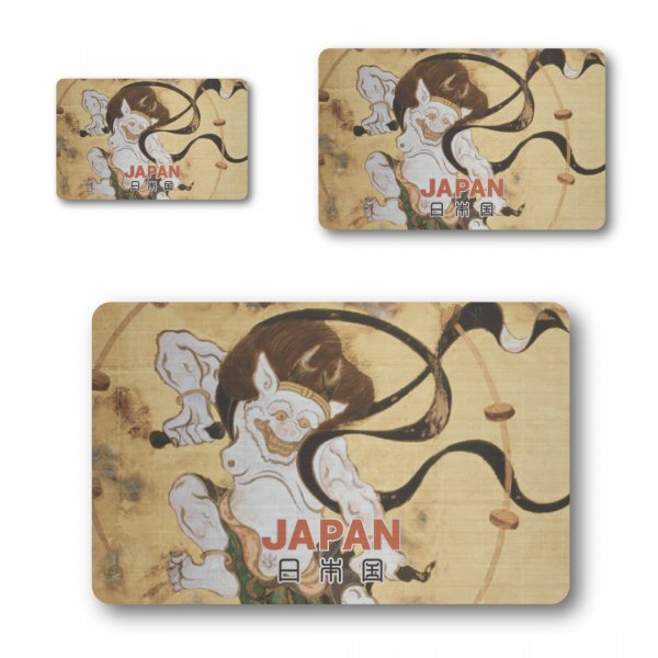 日本製 浮世絵 ステッカー 3点セット 四角 雷神 ヘアライン マット 新品 日本の美しさ お土産 プレゼント おしゃれ シンプル 和柄 着物拍卖