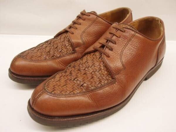 KZ604★COLEHAAN 編込みレザーシューズ★10.5-D★茶コールハーン拍卖