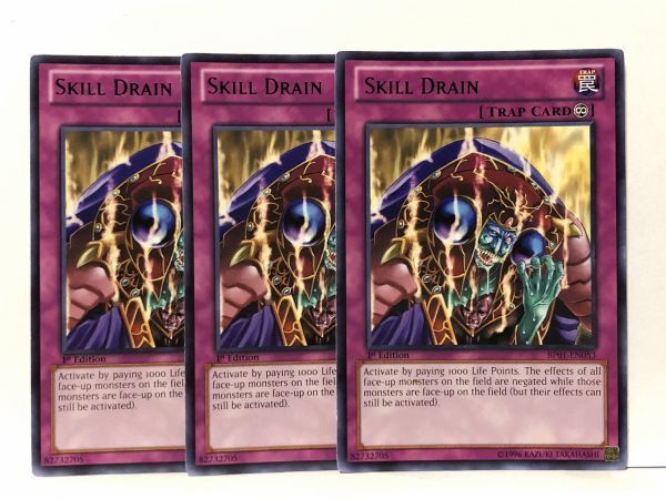 遊戯王 BP01 スキルドレイン 英語版 バトルパック 黒レア 黒字レア 3枚セット拍卖